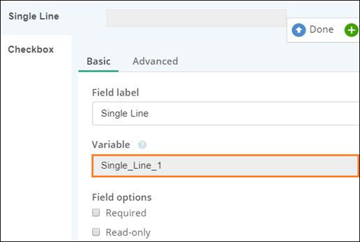 Where to find the variable corresponding to a single line field